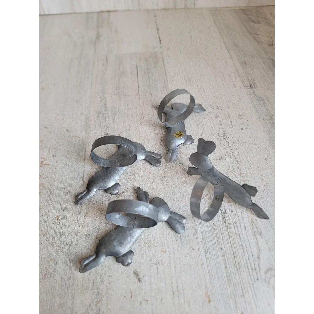 Metal Easter bunny rabbit hop napkin‎ holder set spring rabbit decor